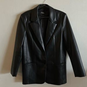 Zara Faux Leather Blazer
